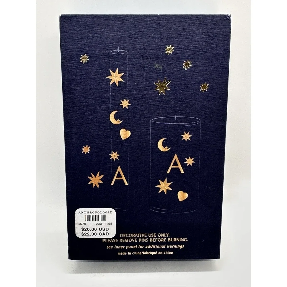 Anthropologie Candle Charms Gold Love‎ Star Moon Letter V Set New